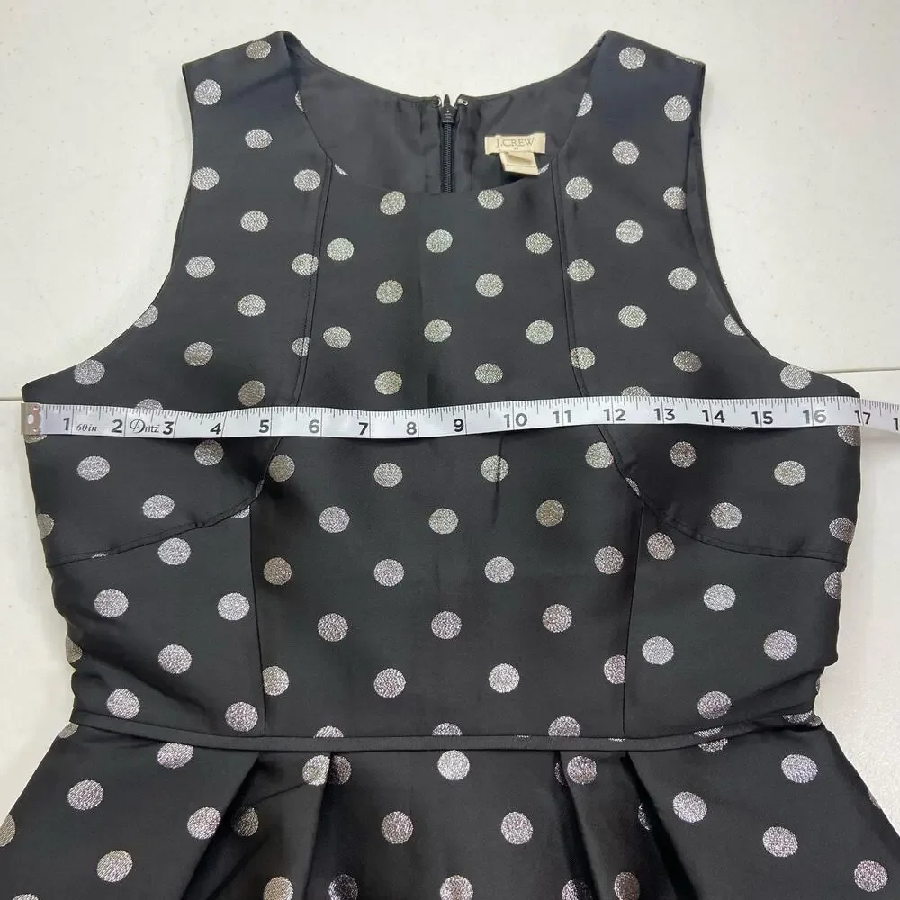 J. Crew Silver Polka Dot Bubble Skirt Dress Womens 2 Metallic Classy Chic Preppy